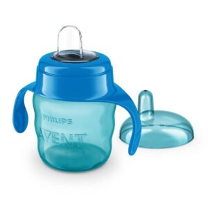 antilek beker tuit avent met handvat blauw