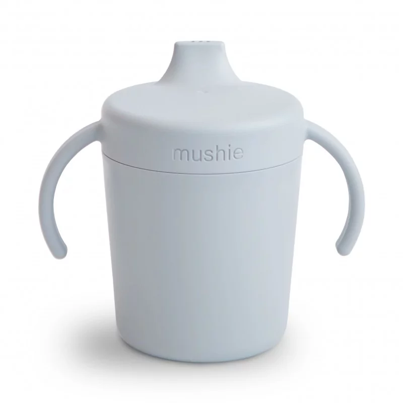 antilek beker tuit mushie blauw