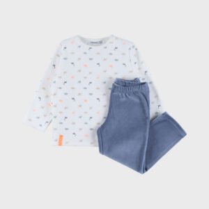 pyjama noukies velours blauw dino