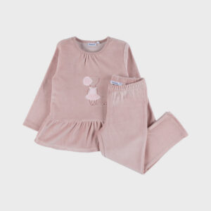 pyjama noukies velours roze muis