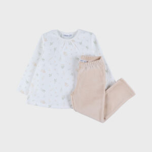 pyjama noukies velours roze bloem